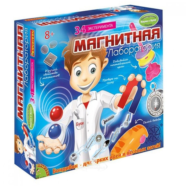 Науки с Буки: Магнитная лаборатория + 34 эксперимента — Bondibon